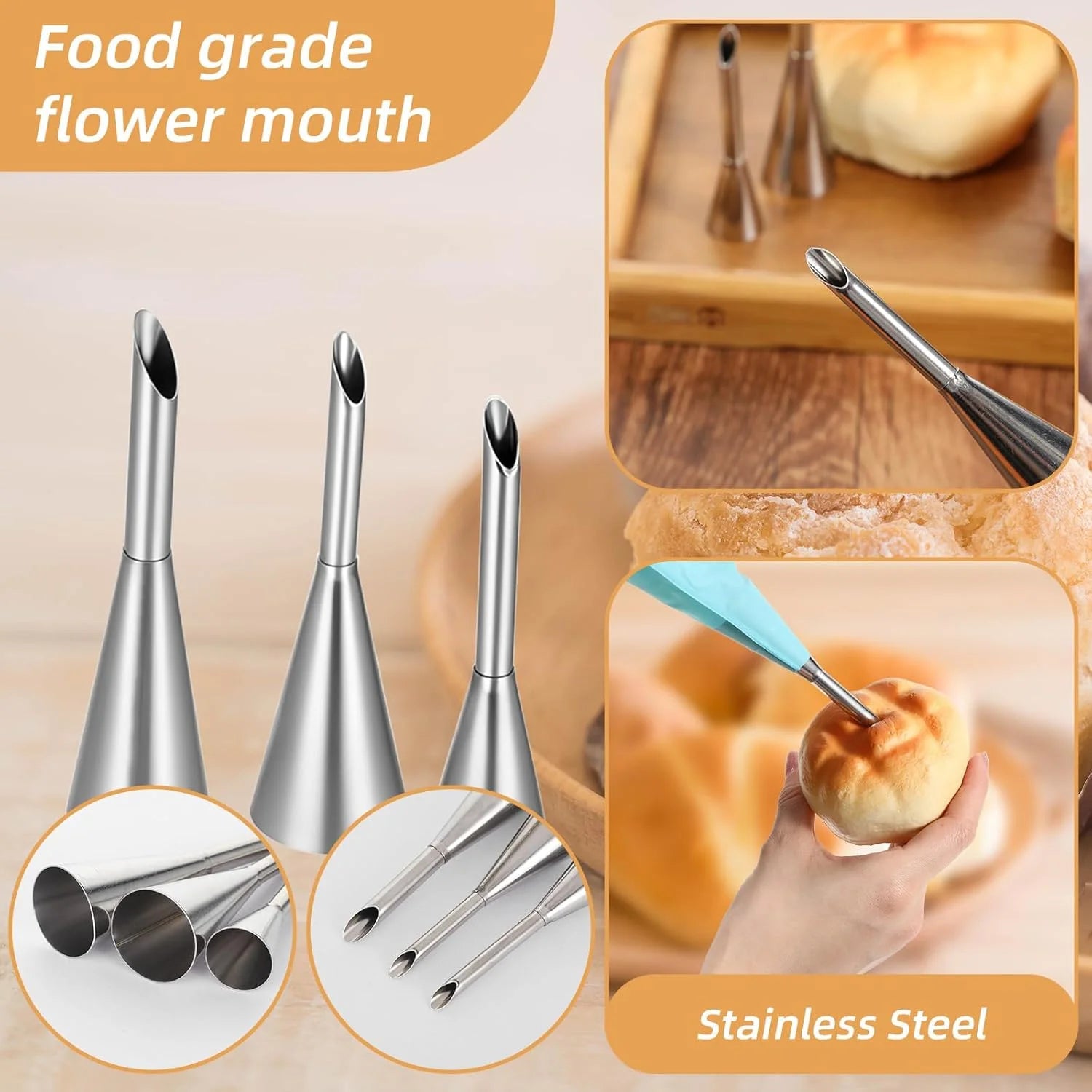 Set di 4 pezzi, punte di decorazione in acciaio inossidabile per torta Cupcake Glassa di crema per biscotti, strumenti di cottura per panettiere