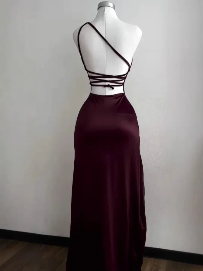 Abito da sera da donna Moda estiva elegante Halter senza maniche