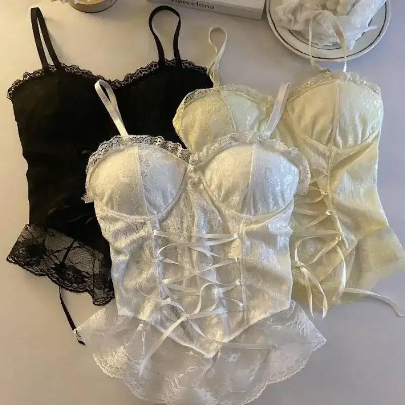 Corsetto Donna  in pizzo benda senza maniche