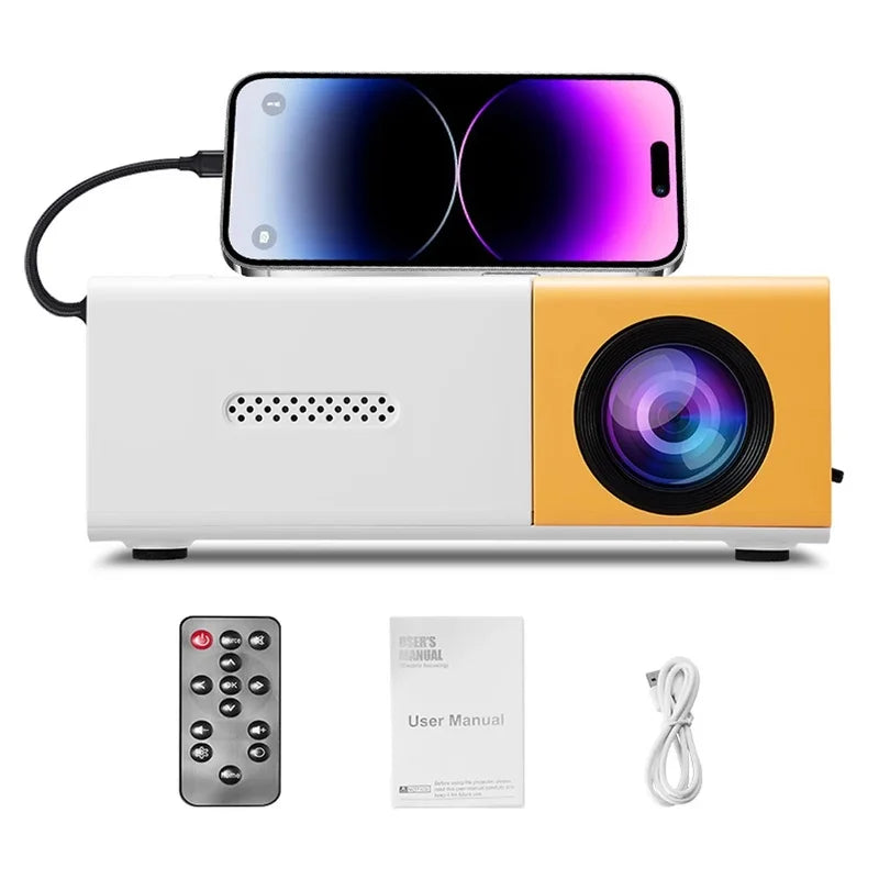 2026 Mini proiettore casa videoproiettore portatile, supporta la proiezione del telefono cellulare, adatto per TV Stick/USB/laptop