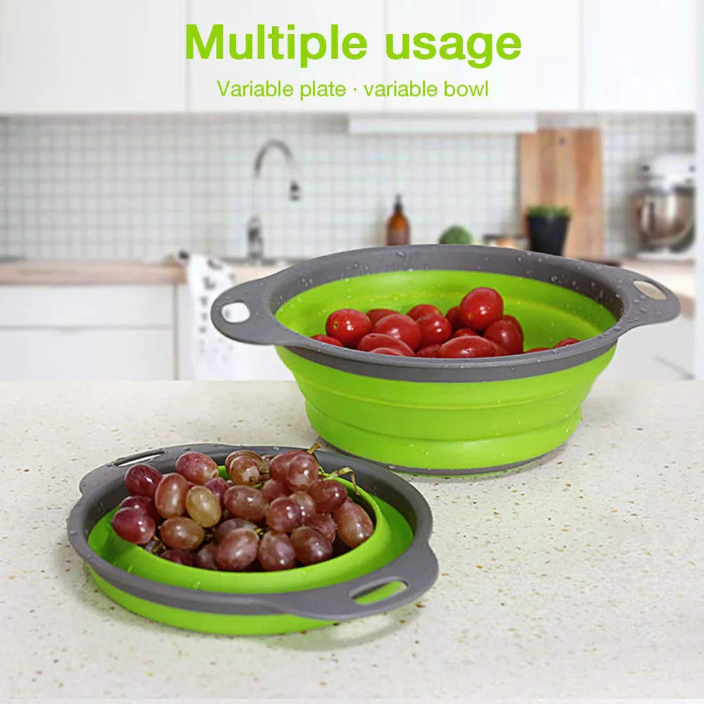 Cesto di scarico pieghevole in silicone, Cesto di lavaggio di frutta e verdura , Filtro pieghevole, Scolapasta