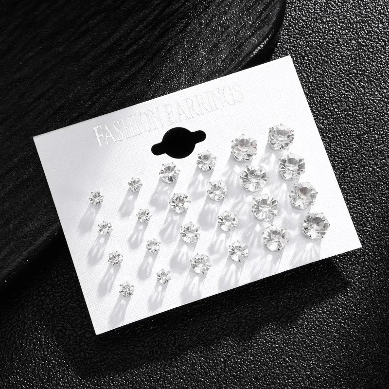 12 paia bianco lucido orecchini a bottone set per donna
