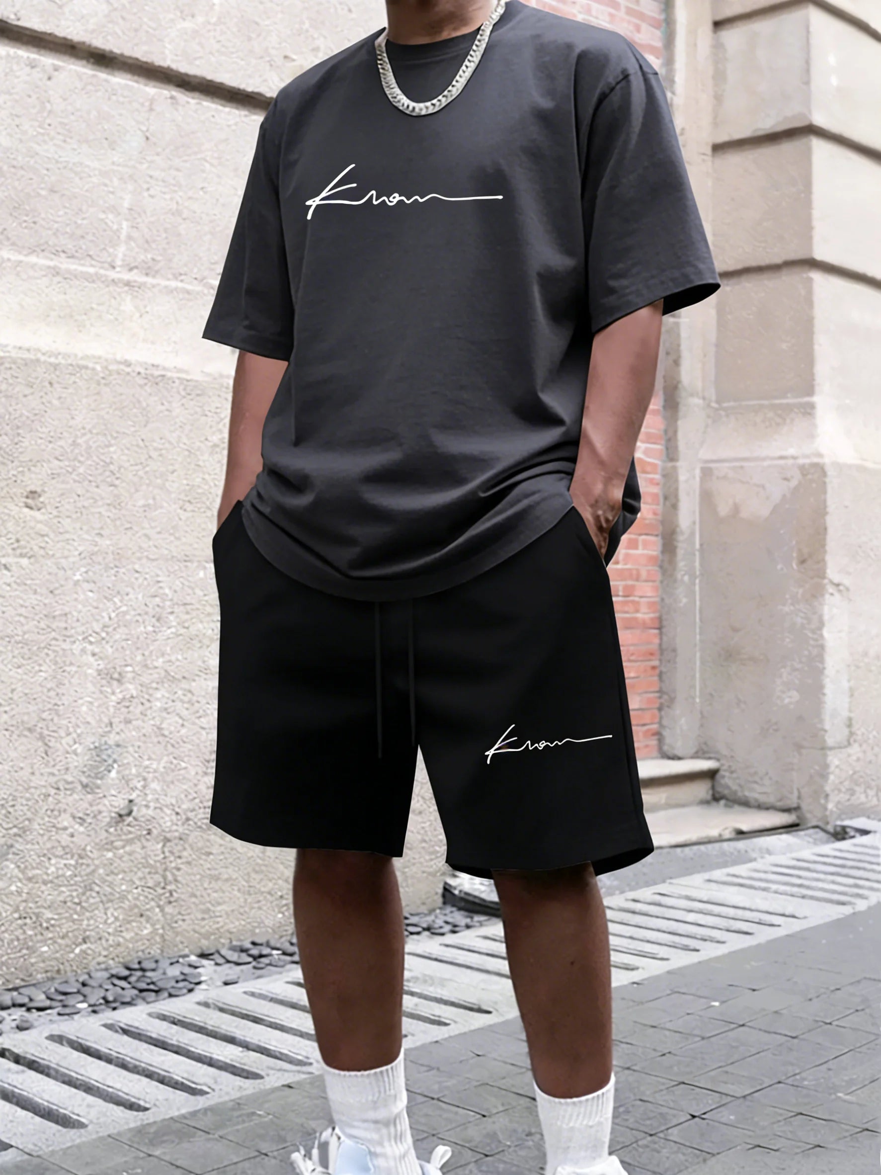 Set da uomo a maniche corte e pantaloncini 100% cotone
