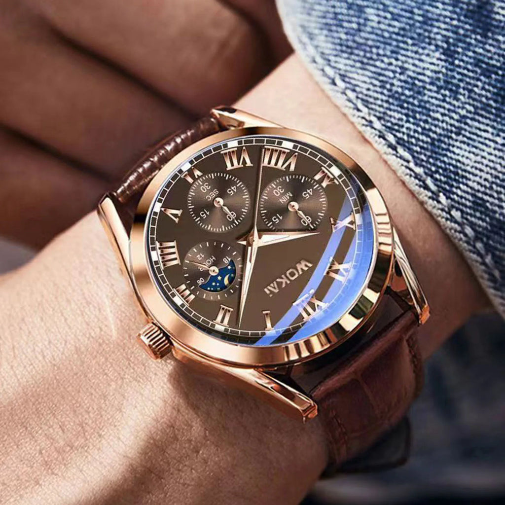 Orologi di lusso Uomo Business PU Pelle Orologio al Quarzo