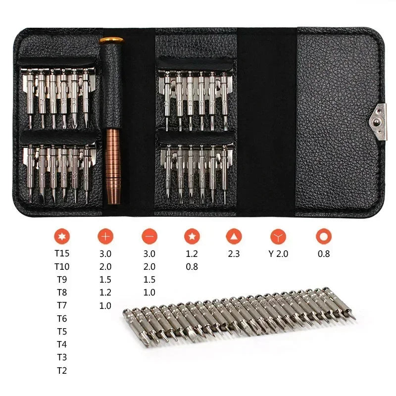 Mini set di cacciaviti di precisione 25 in 1 Cacciavite Torx elettronico Kit di strumenti di riparazione per iPhone Fotocamera Orologio Tablet PC