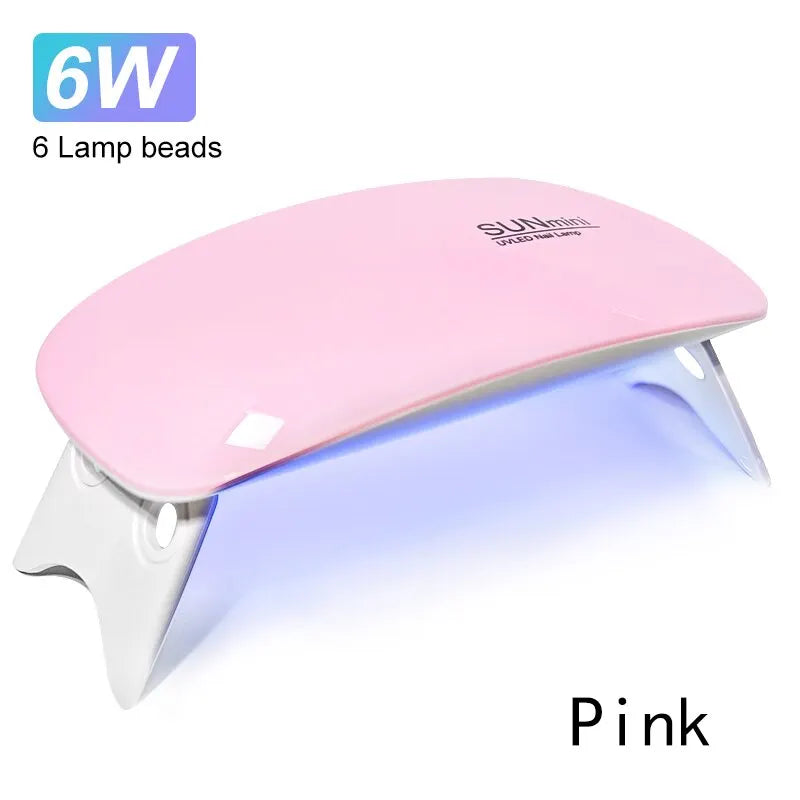 6W Mini asciuga unghie macchina portatile 6 LED UV manicure lampada uso domestico lampada con cavo USB
