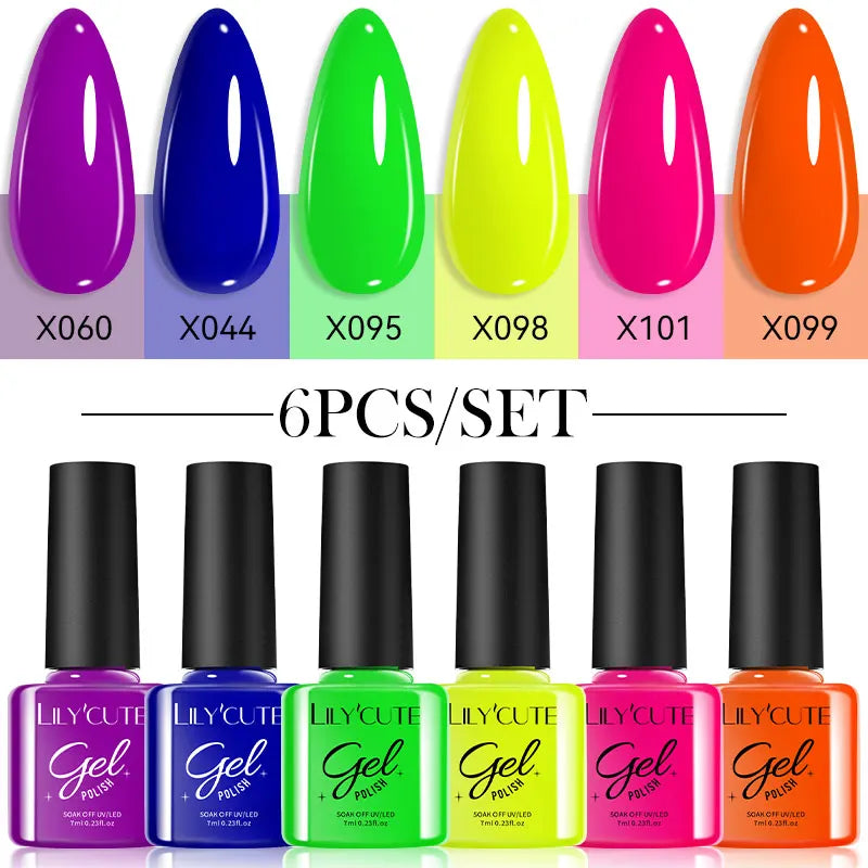 LILYCUTE 6Pcs/set 7ml Series Gel Smalto 125 Colori disponibili