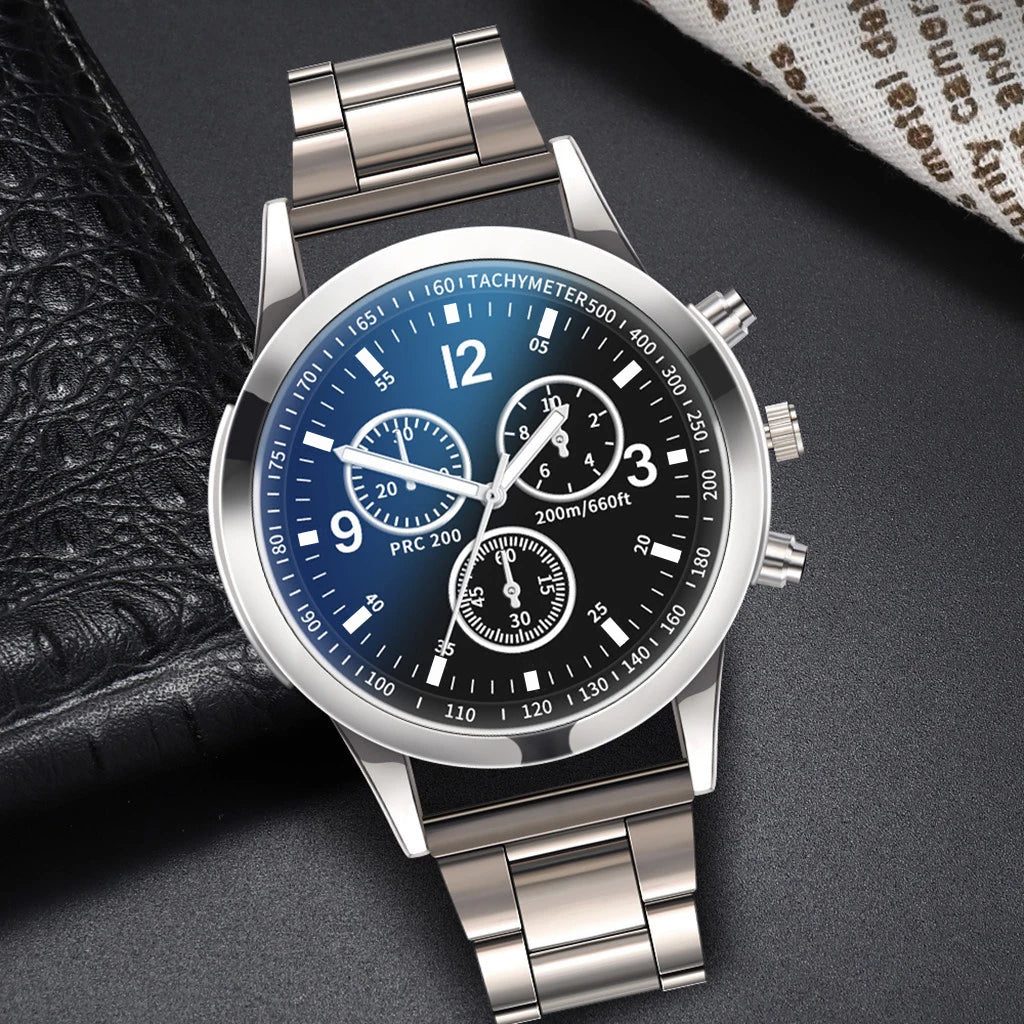 Orologi da uomo  al quarzo con cinturino in acciaio set completo (scatola non inclusa)