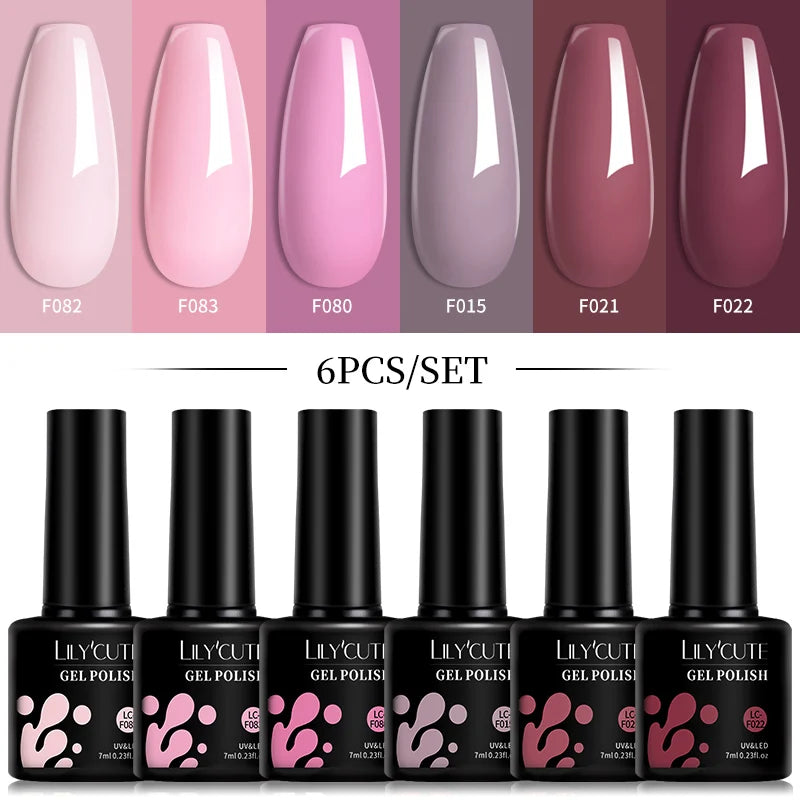 LILYCUTE 6 pezzi/set 7ML Gel Smalto per unghie semitrasparente 30 varianti di colore