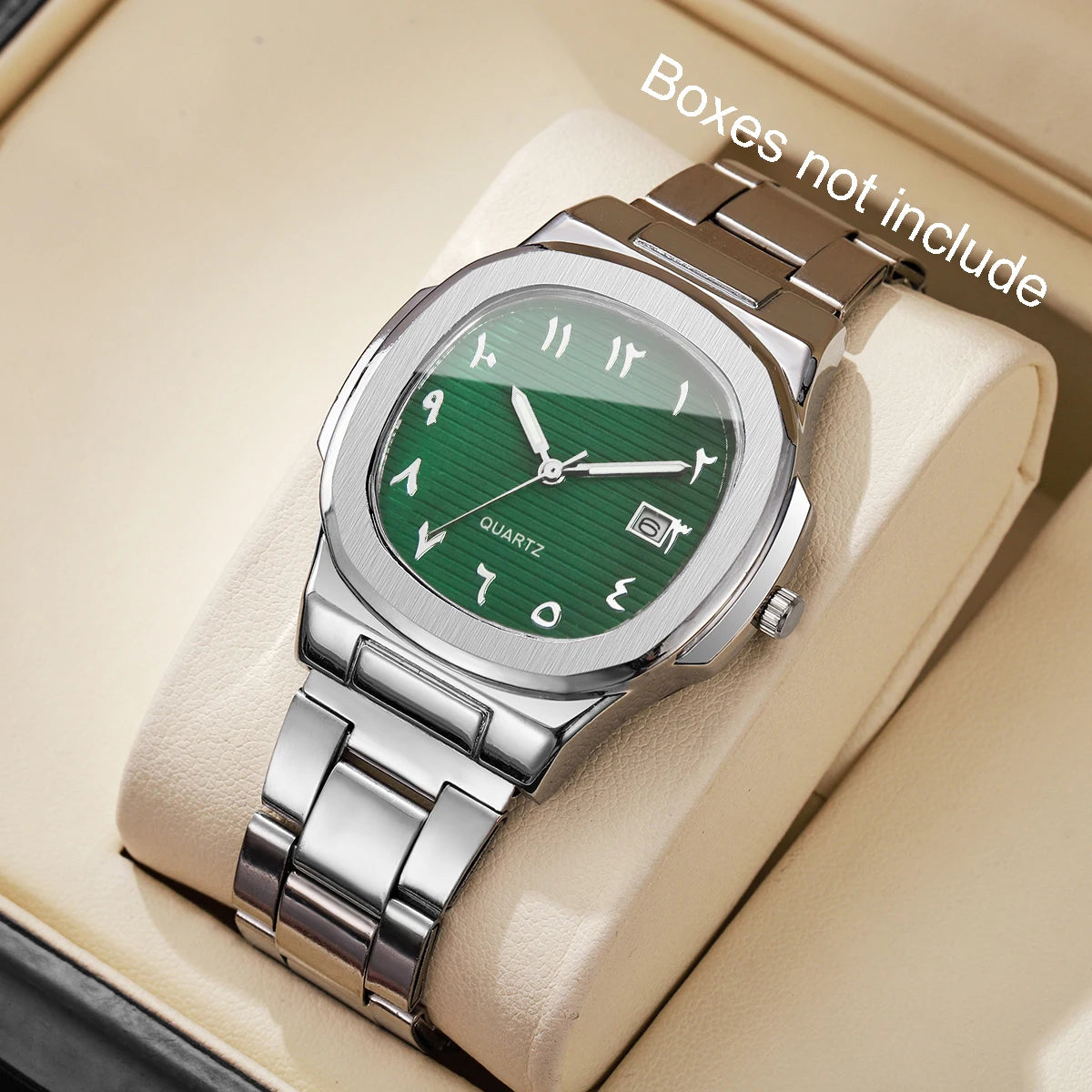 Orologi da uomo di lusso Moda Quadrante quadrato Cinturino in acciaio inossidabile Orologio al quarzo senza scatola