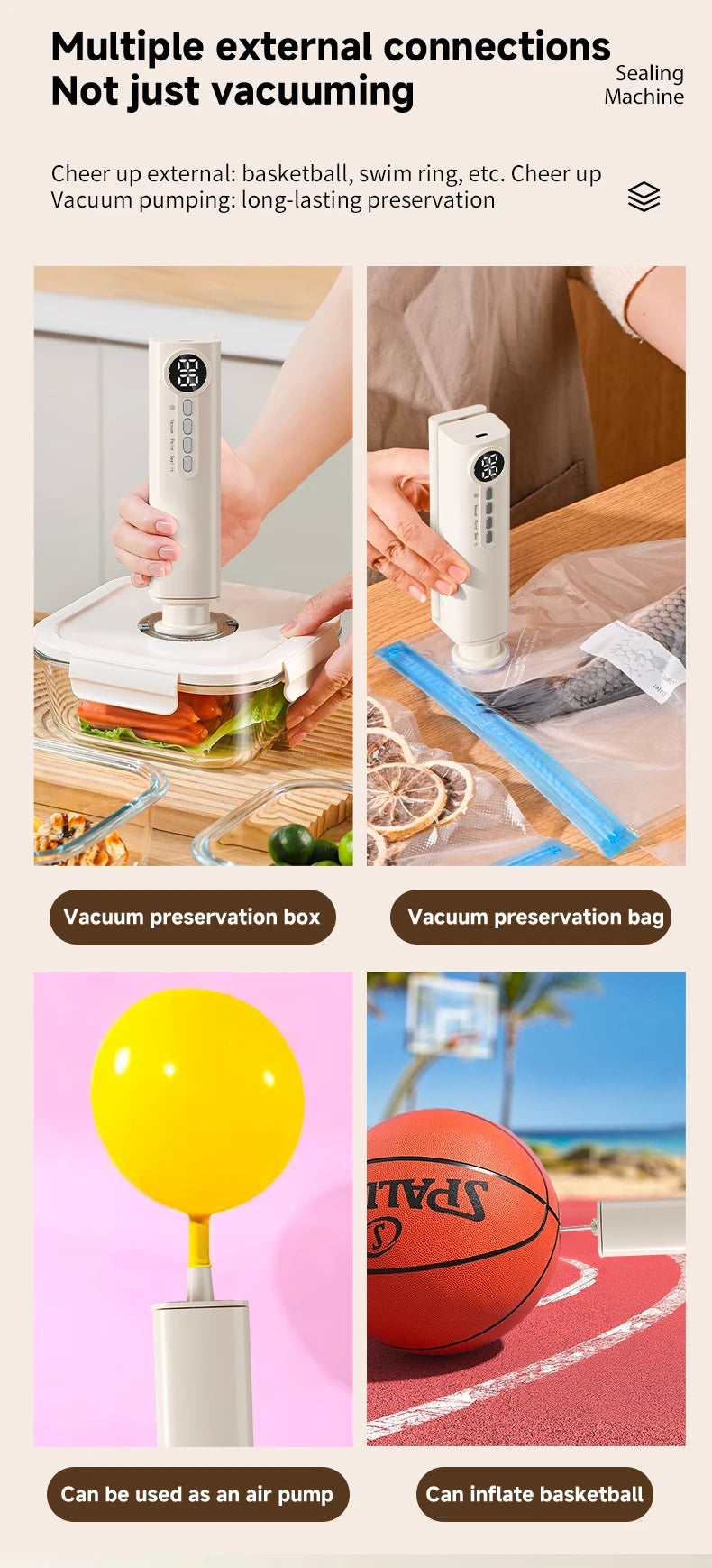Sigillante sottovuoto wireless portatile multifunzionale potente aspirazione Macchina automatica per sigillare il cibo Sigillante per sacchetti per alimenti ricaricabile USB
