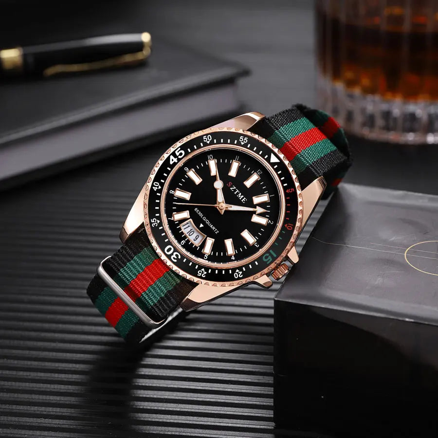 Orologio da uomo alla moda con cinturino in nylon, orologio al quarzo leggero