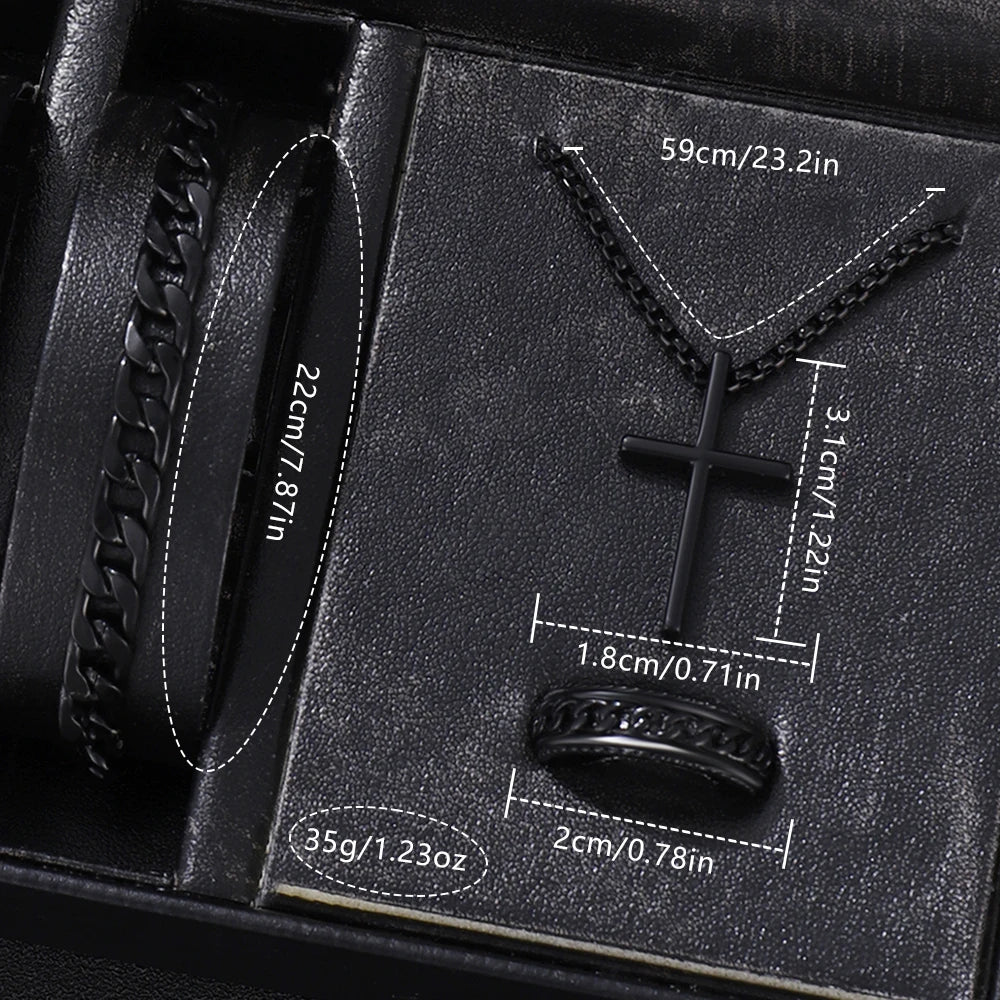 Set Business Men’s Gift Box Watch Set Fashion Trend Orologio al quarzo Bracciale Collana Anello