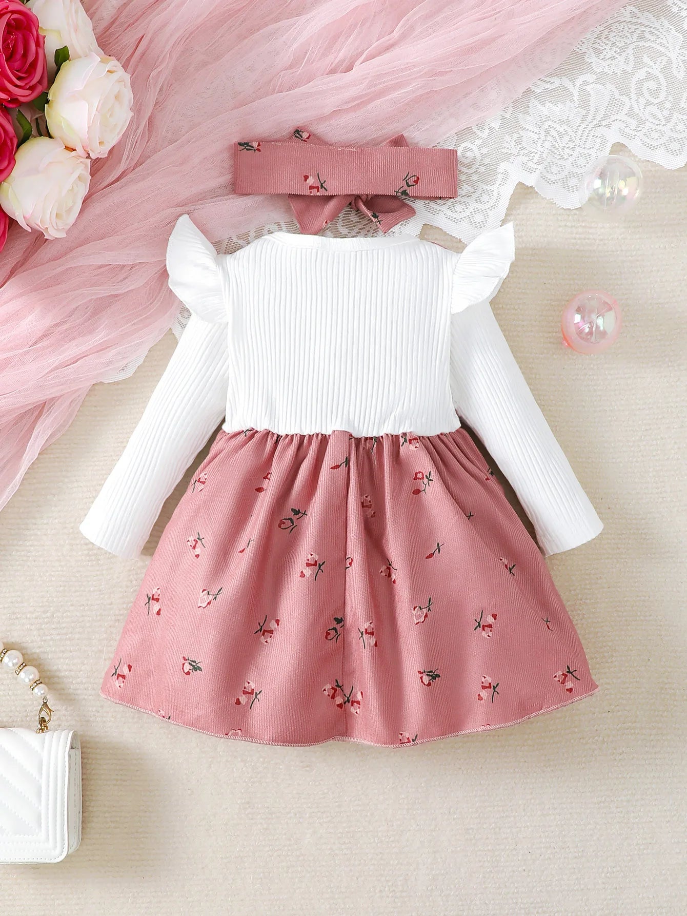 Set vestito per bambina per bambini Princess Dress +Fiocco  0-24 mesi