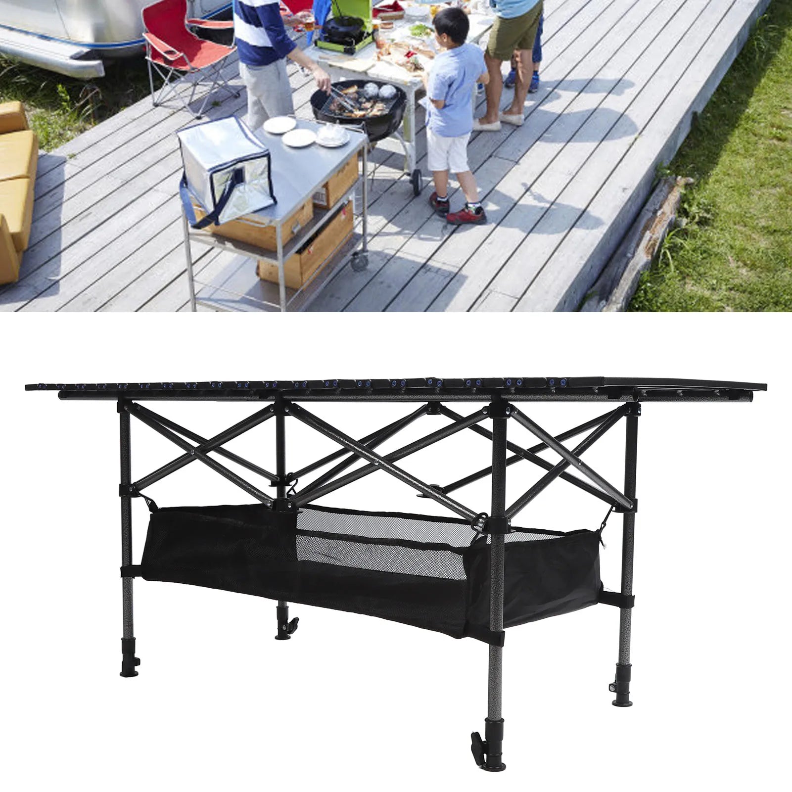 Tavolo pieghevole da giardino in acciaio al carbonio multifunzionale Tavolo da campeggio da picnic