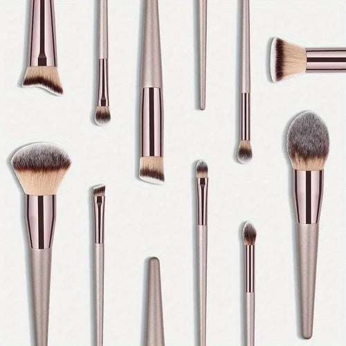 10 pezzi di pennelli per trucco oro champagne Set completo professionale