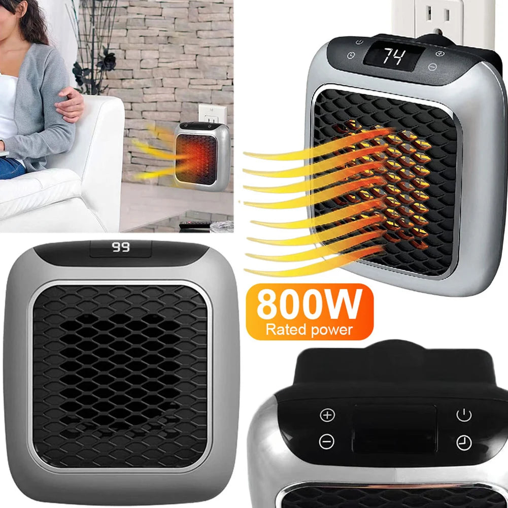Riscaldatore elettrico portatile Presa a parete Piccolo riscaldatore con termostato regolabile, timer programmabile di 12 ore, spegnimento automatico