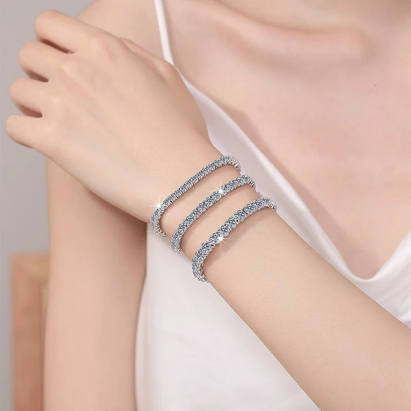 Real 100% Silver 925 2-3mm Tennis Braccialetto Unisex in due modelli Con Moissanite o in Zirconi