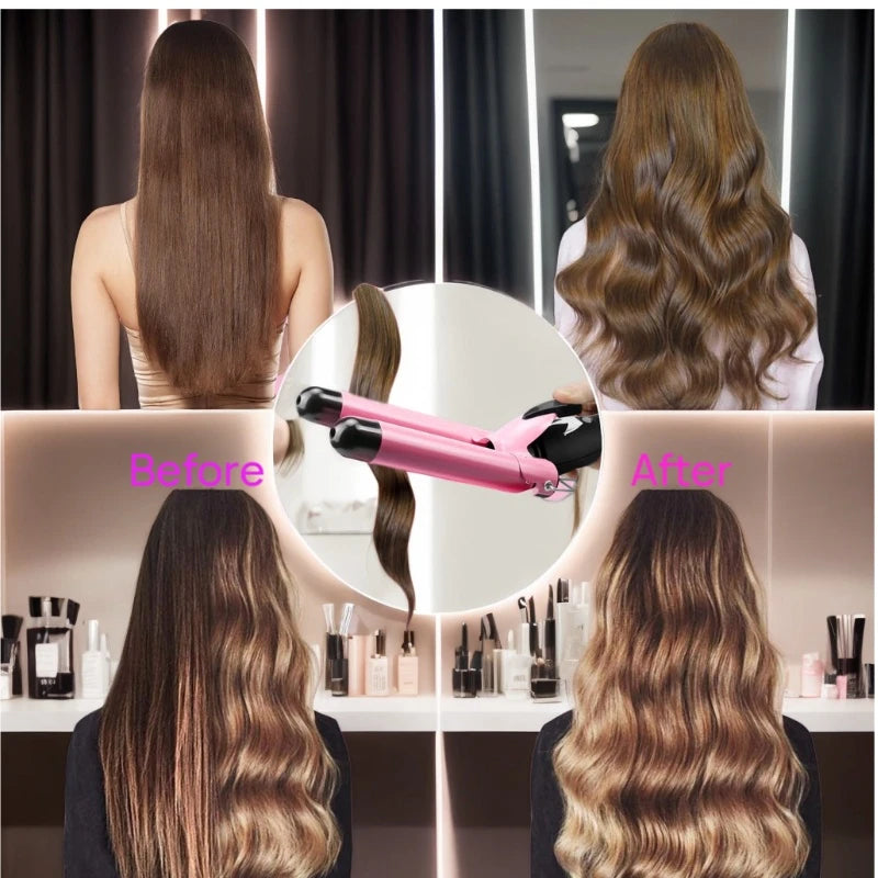IRUIBEAUTY Ferro arricciacapelli professionale in ceramica a tripla canna