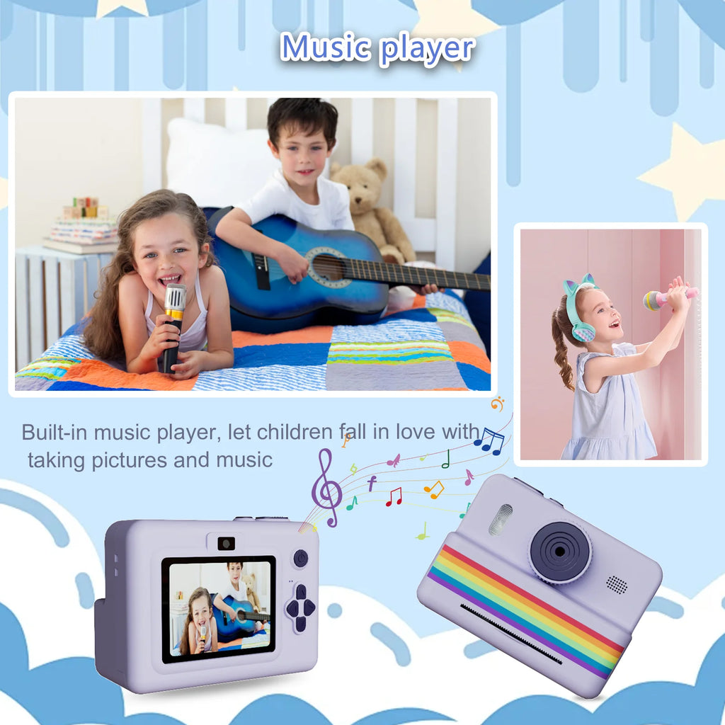 Fotocamera istantanea con scheda di memoria da 32 GB e matita colorata, doppia fotocamera, torcia, il regalo perfetto per ragazzi e ragazze.
