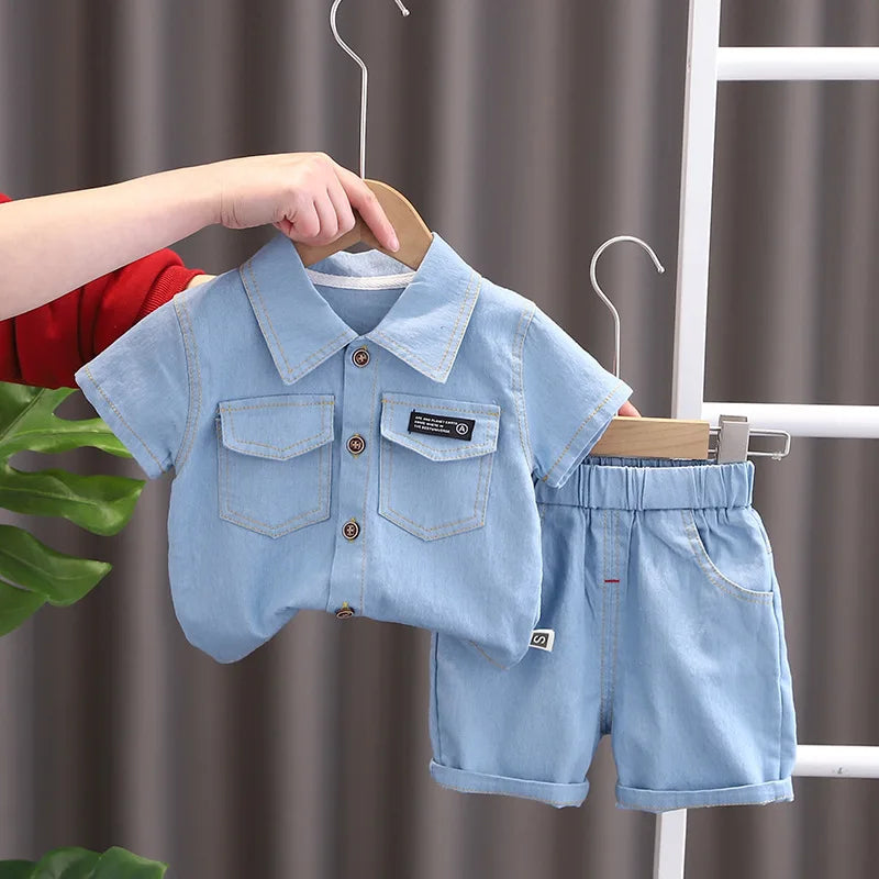 Top in denim + pantaloni di jeans 2 pezzi/set Abiti casual per neonati