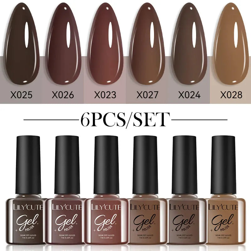 LILYCUTE 6Pcs/set 7ml Series Gel Smalto 125 Colori disponibili