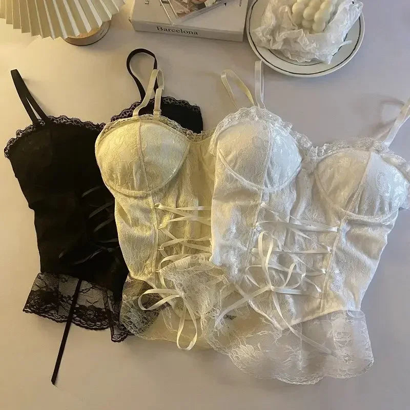 Corsetto Donna  in pizzo benda senza maniche