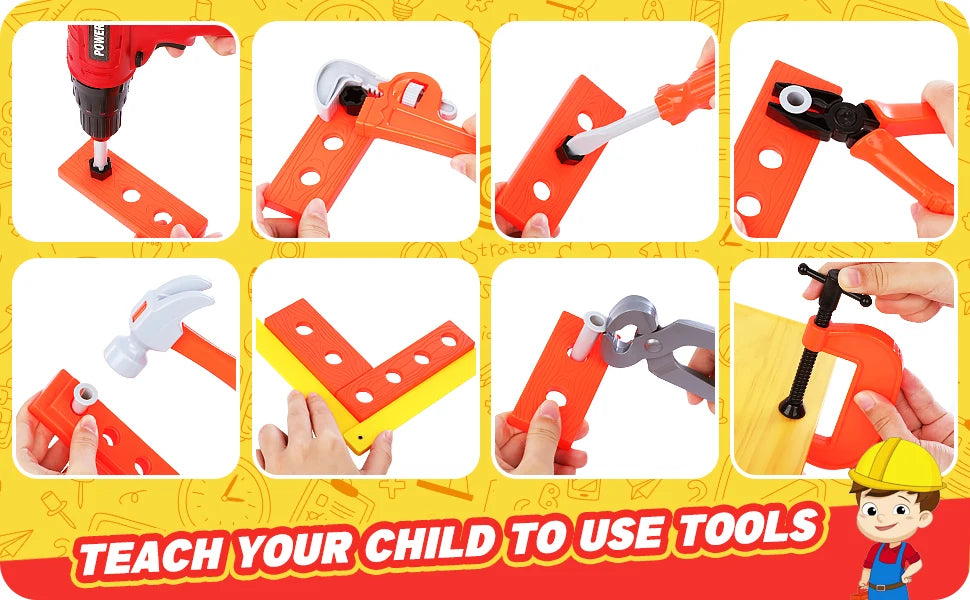 Set di attrezzi per bambini con trapano 55-68 Pz