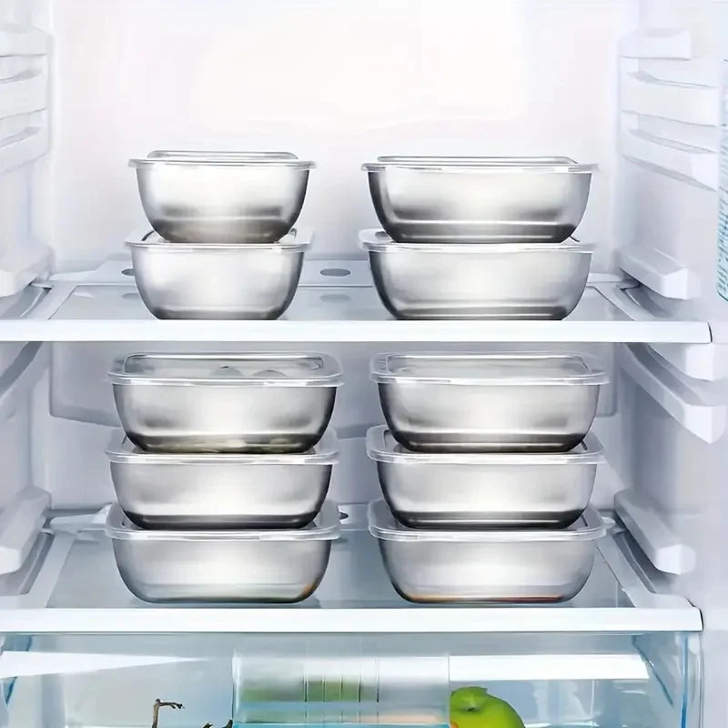5 pezzi in acciaio inossidabile per la conservazione degli alimenti Scatole impilabili per la preparazione dei pasti per il frigorifero