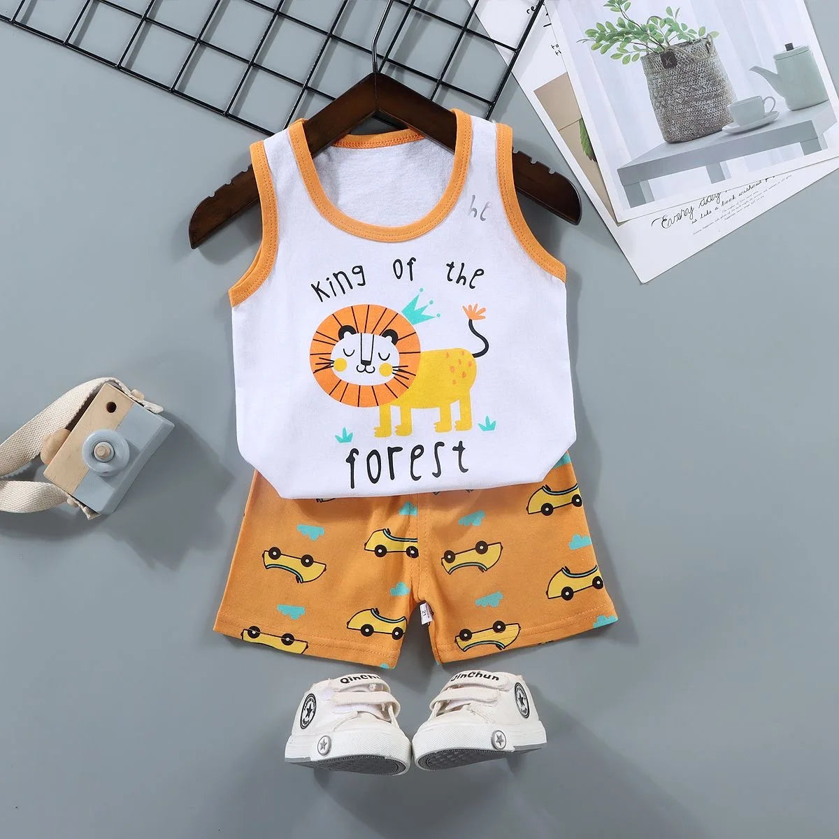 Set 2PCS per bambini Gilet per bambini  Set Estate T-shirt in cotone e  Pantaloncini