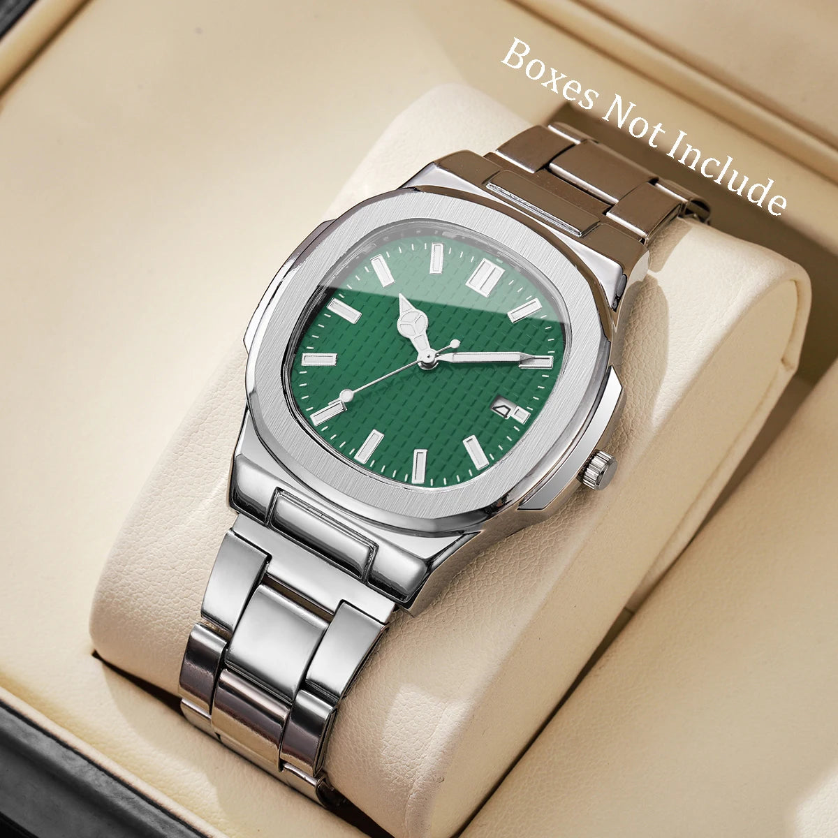 Orologi da uomo di lusso Moda Quadrante quadrato Cinturino in acciaio inossidabile Orologio al quarzo senza scatola