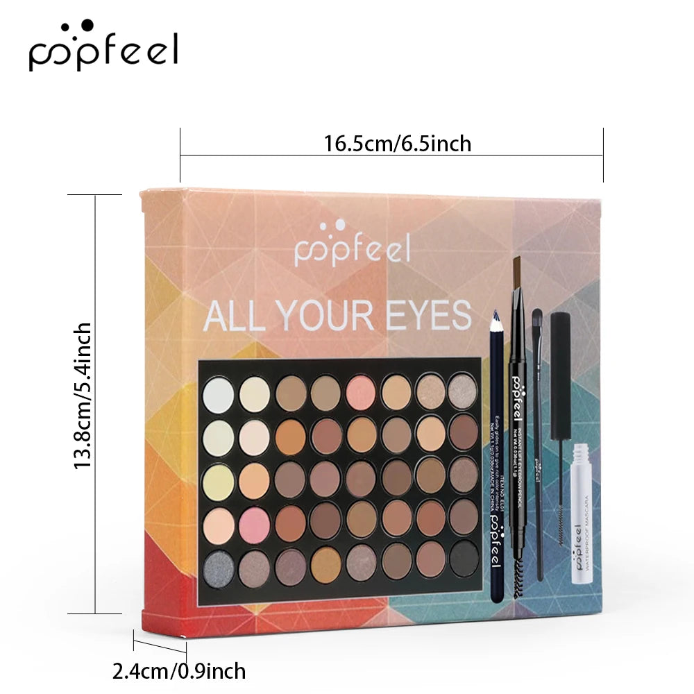 Set MAKE UP POPFEEL, palette di ombretti, eyeliner, mascara, matita per sopracciglia, scatola del set di strumenti per il trucco