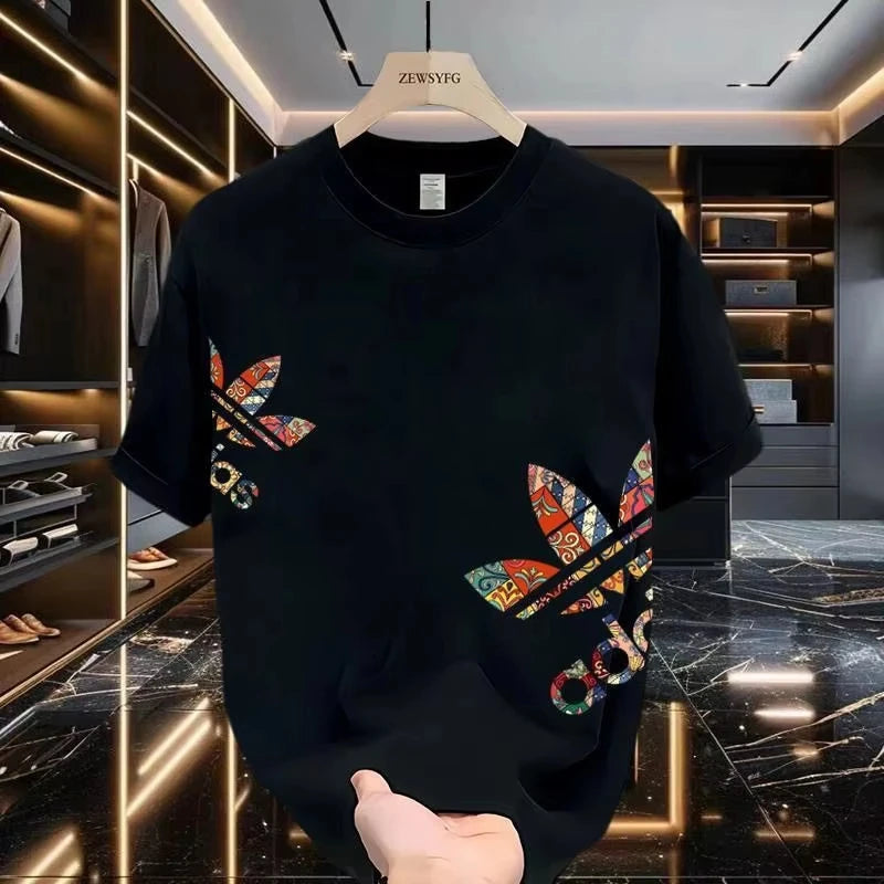 T-shirt in cotone a maniche corte stampata casual da uomo e da donna Moda ampia