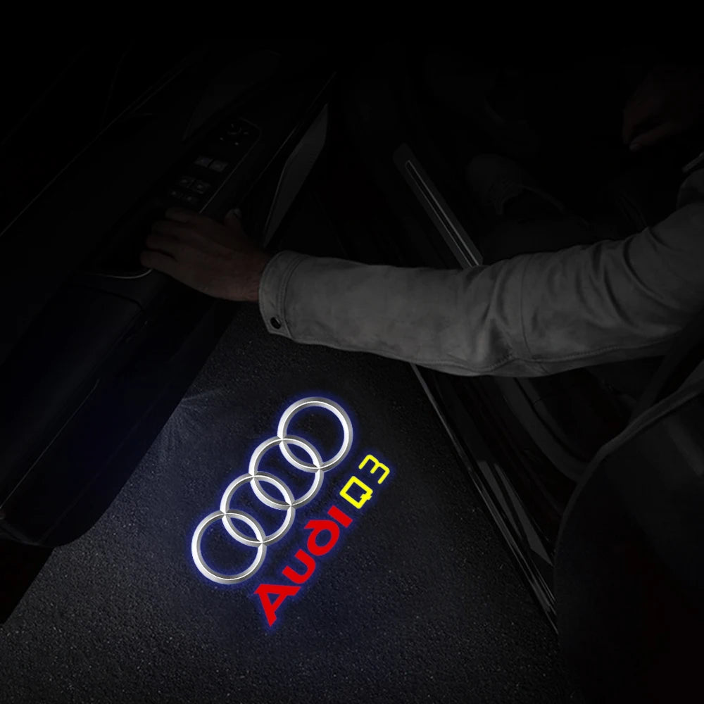 Per Audi Sline S3 S4 S5 S6 S7 RS Q7 Q5 Q3 A4 B8 8P A3 A6 C7 A5 A6L Quattro Auto Logo Porta LED Lampada di benvenuto Laser Proiettore Luce