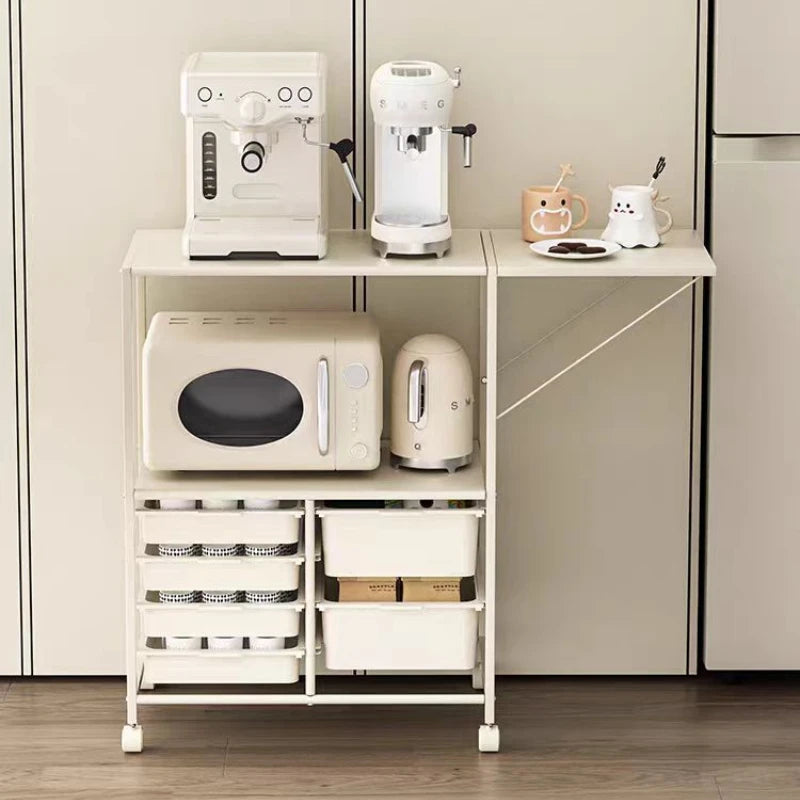 Carrello da cucina con 6 cassetti, credenza a rotelle, carrello per cassetti per sala da pranzo con mobili da cucina da tavolo estesi