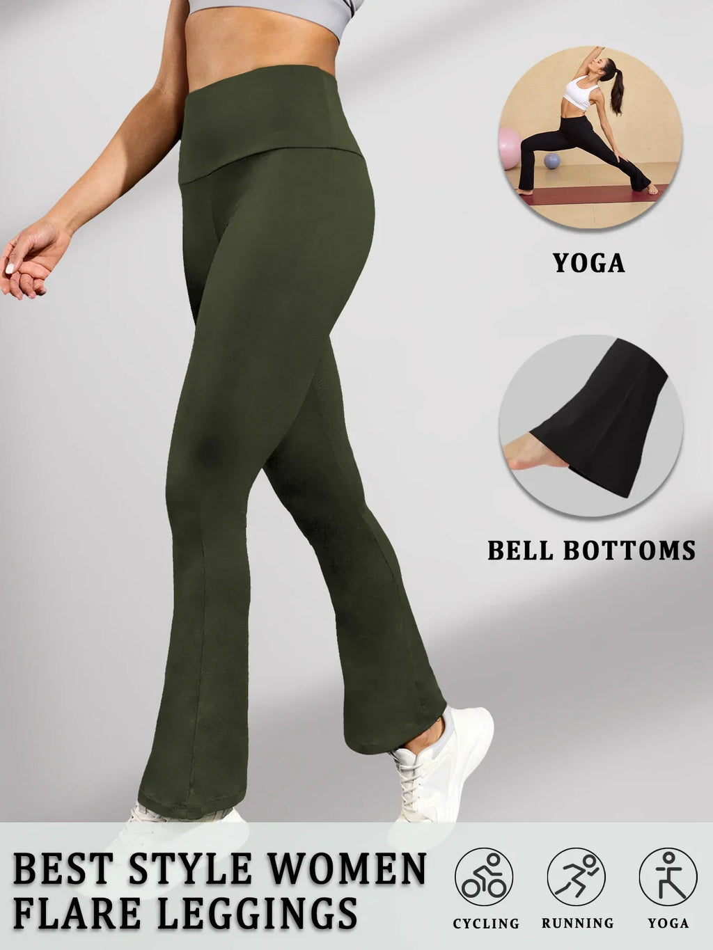 Pantaloni svasati super morbidi da donna a vita alta Leggings a zampa d’elefante