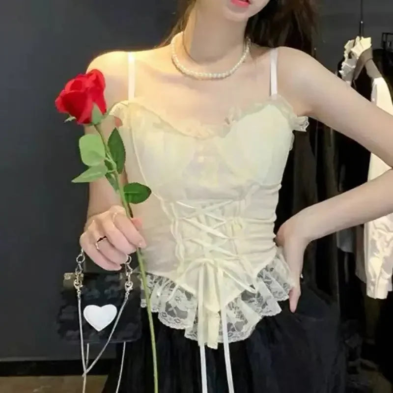 Corsetto Donna  in pizzo benda senza maniche