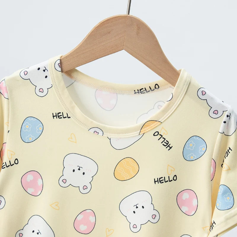2 pezzi estivi per bambini comodi e carini pantaloncini  Set casual per la casa e l’esterno