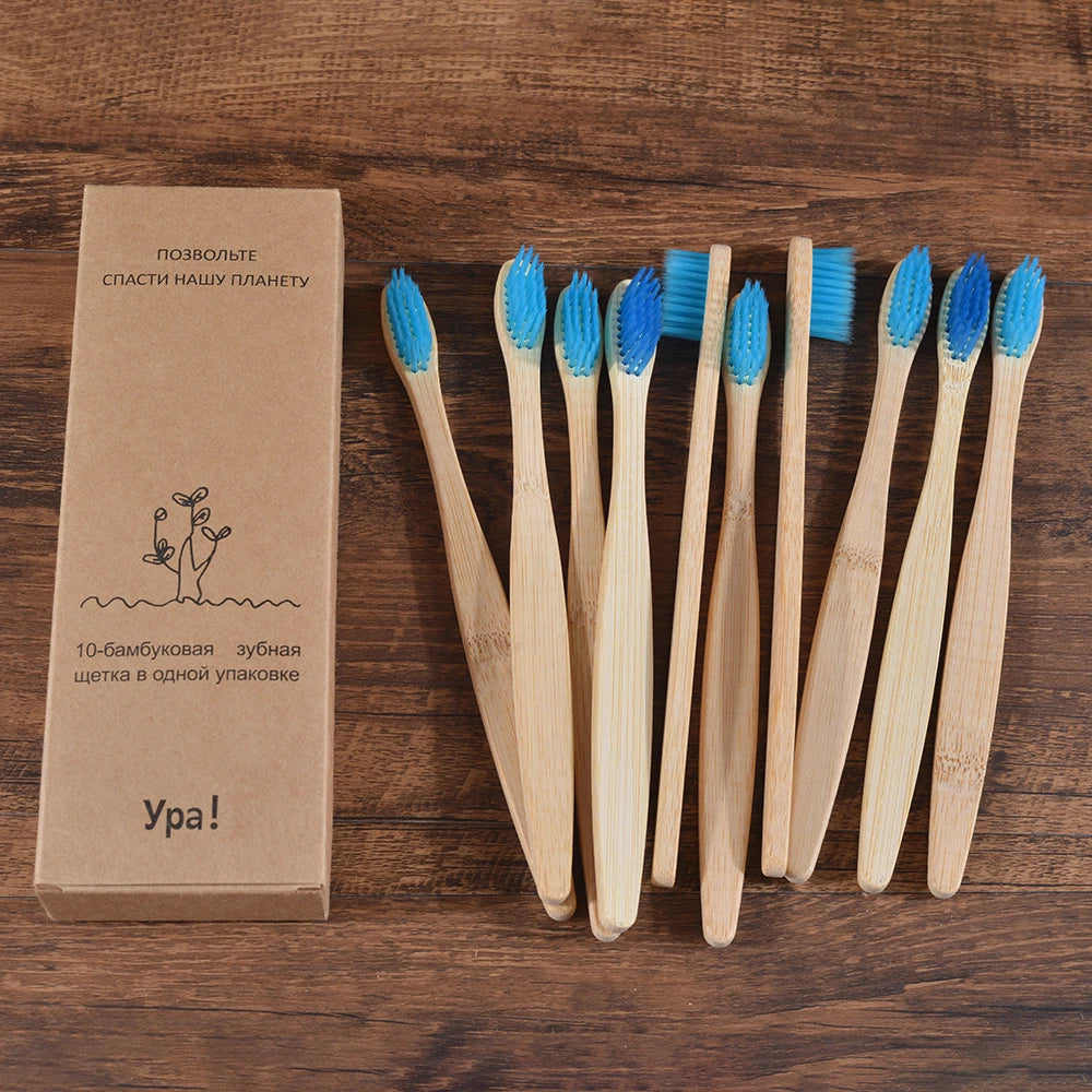 10 pezzi set di spazzolini da denti di bambù naturali setole morbide ecologici cura orale dentale
