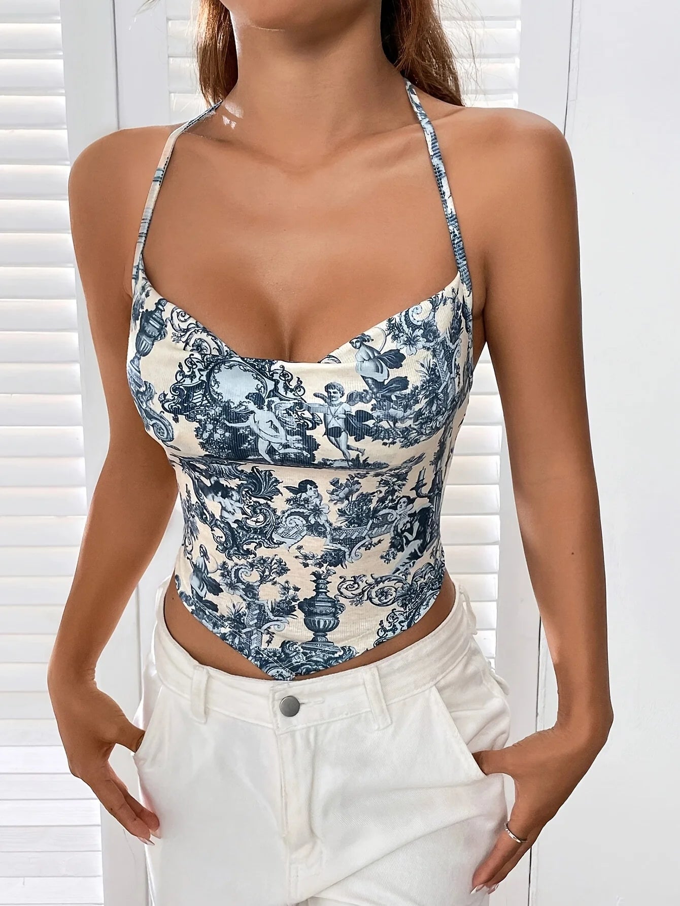 Canotta estiva da donna Crop Top senza maniche Slim Sling T-shirt