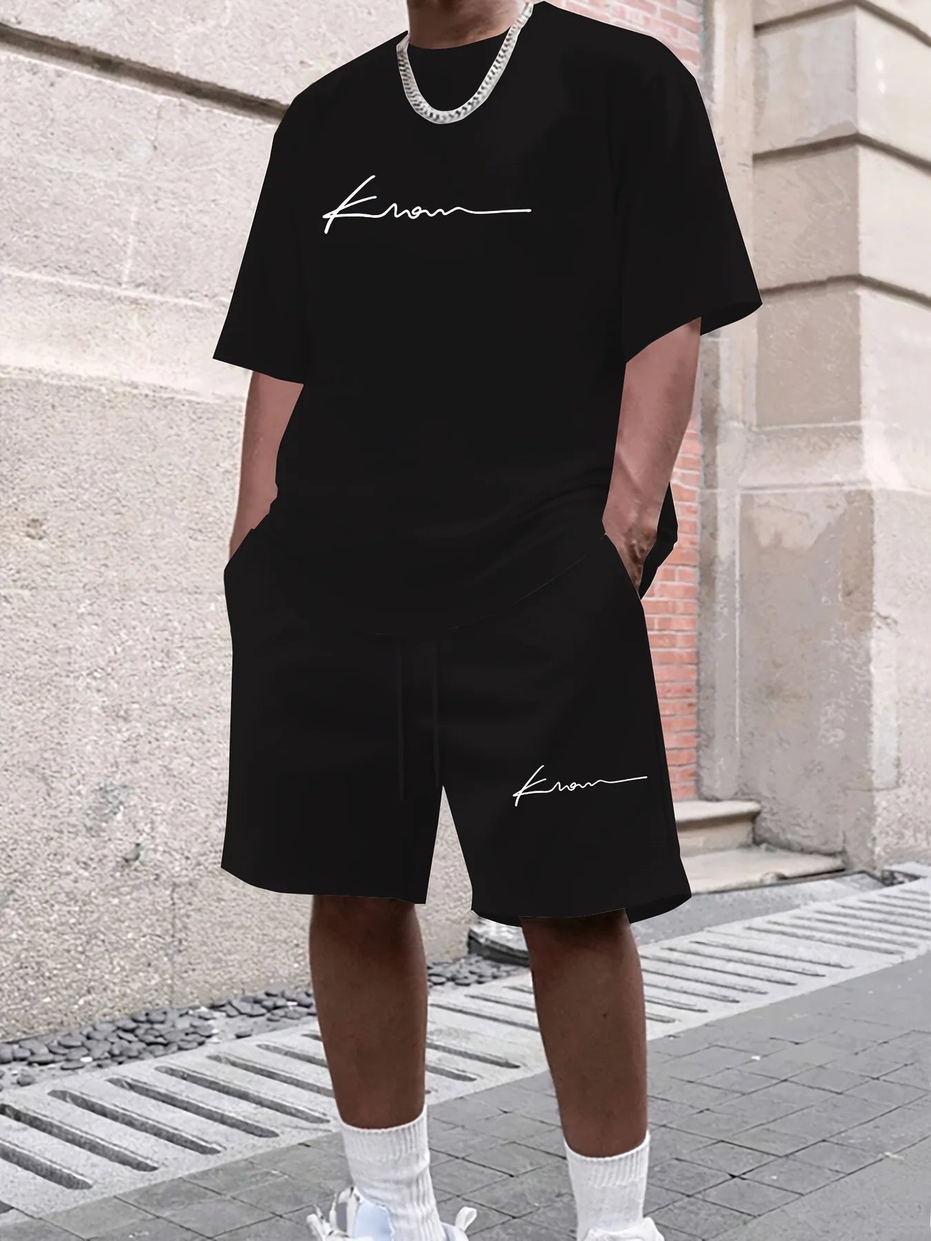 Set da uomo a maniche corte e pantaloncini 100% cotone