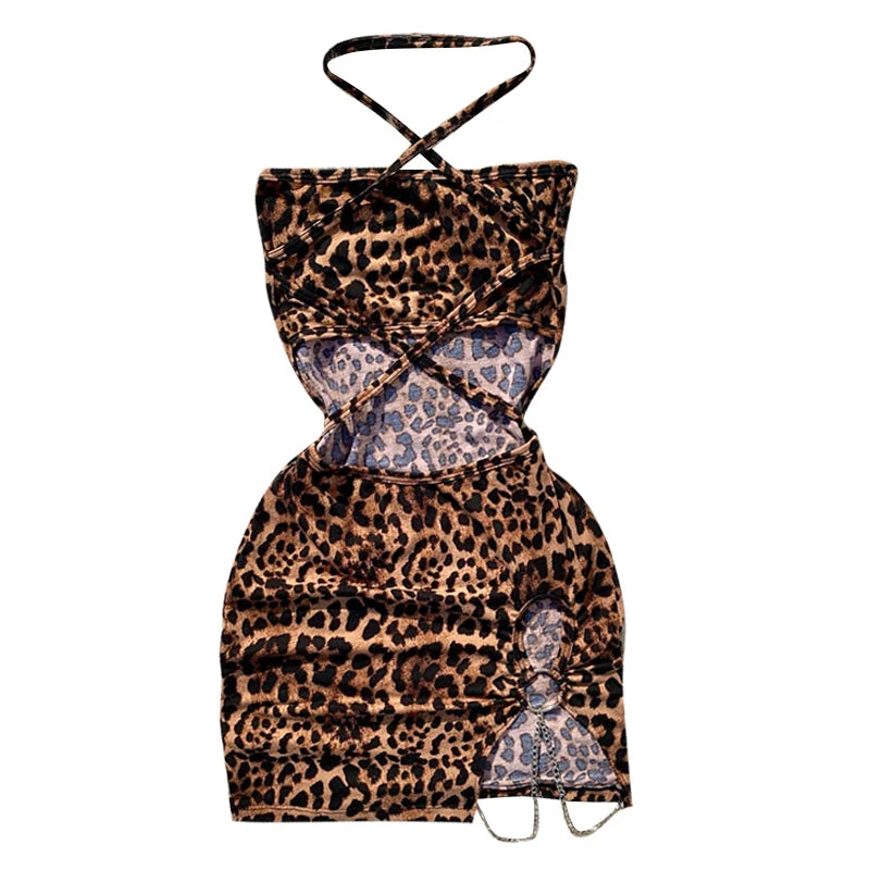 Mini abito con stampa leopardata