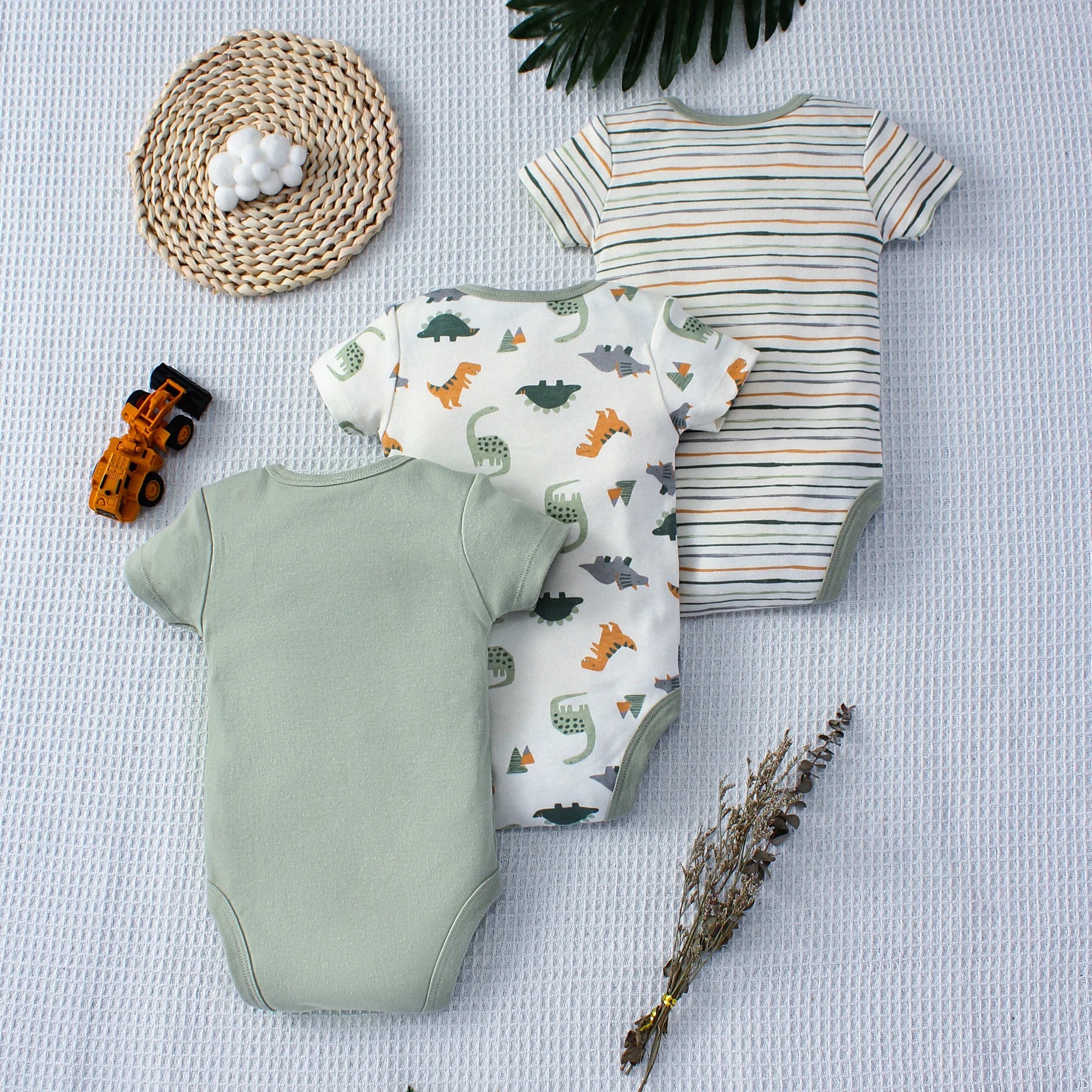Set di tre pezzi con motivo Baby Body dinosauro dei cartoni animati 0-9 mesi