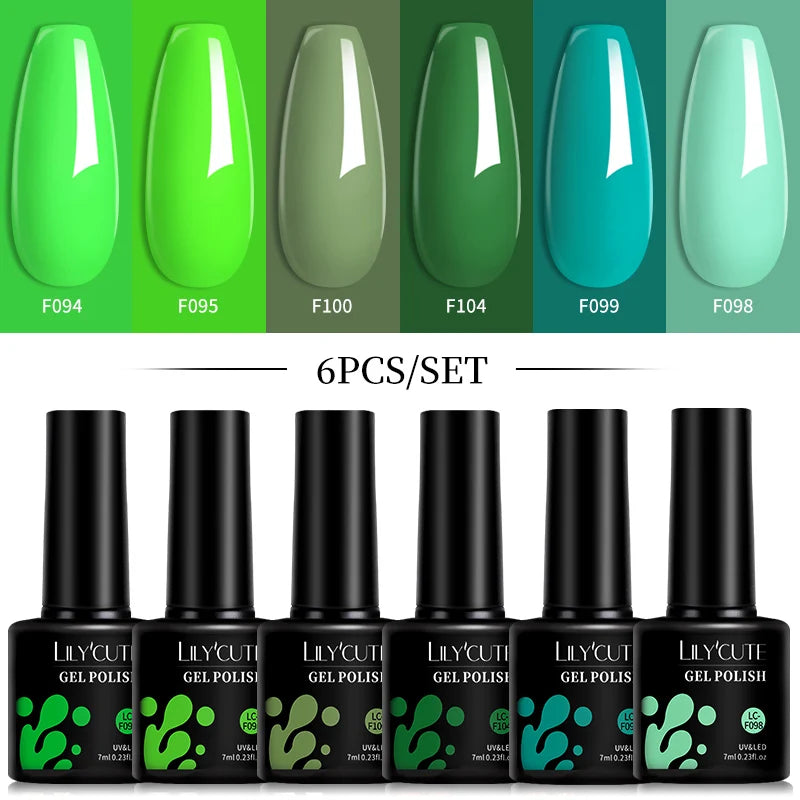 LILYCUTE 6 pezzi/set 7ML Gel Smalto per unghie semitrasparente 30 varianti di colore