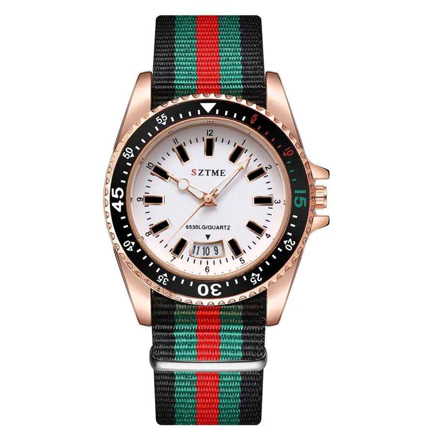 Orologio da uomo alla moda con cinturino in nylon, orologio al quarzo leggero