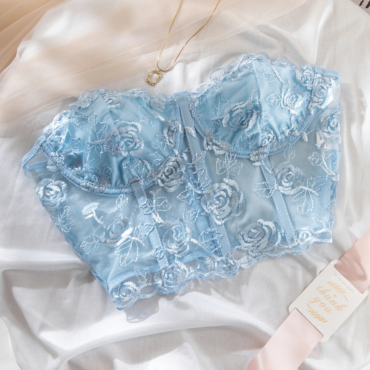 Yimunancy Crop Top senza spalline Donna Floreale