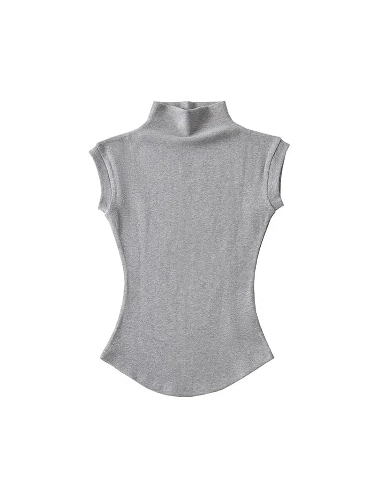 Sexy T-shirt Dolcevita Senza Maniche