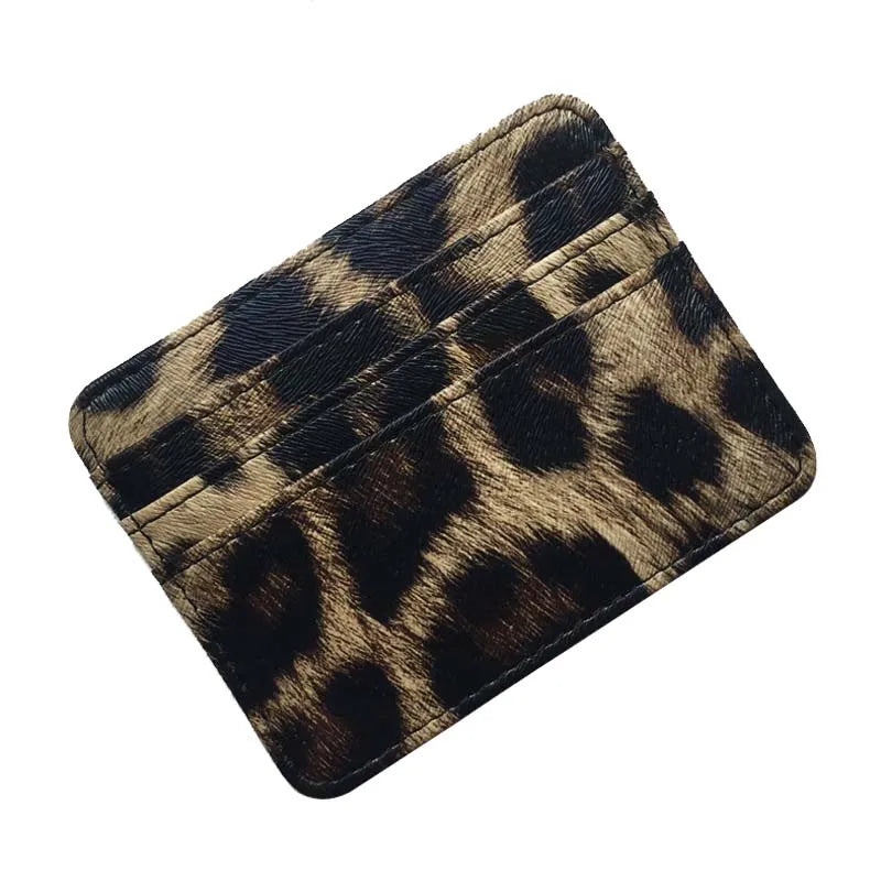 Nuovo portafoglio sottile in pelle con motivo leopardo per donne Portamonete con cerniera piccola