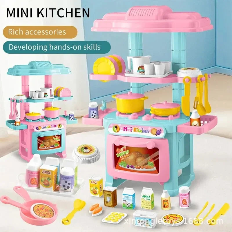 Mini tavolo da cucina Play Set compreso di stoviglie, mestoli, pentole e tanto altro