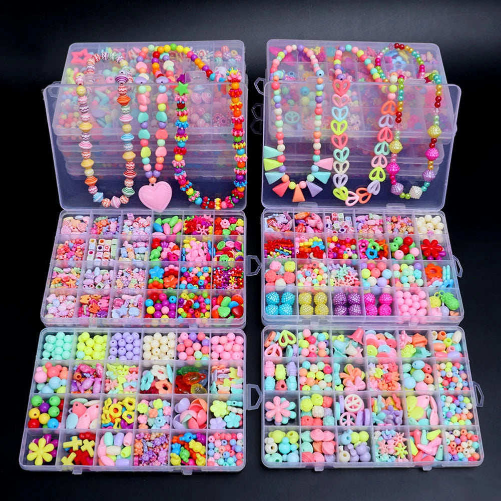 500 pezzi fai da te fatto a mano con perline per bambini creativo kit braccialetti collana gioielli